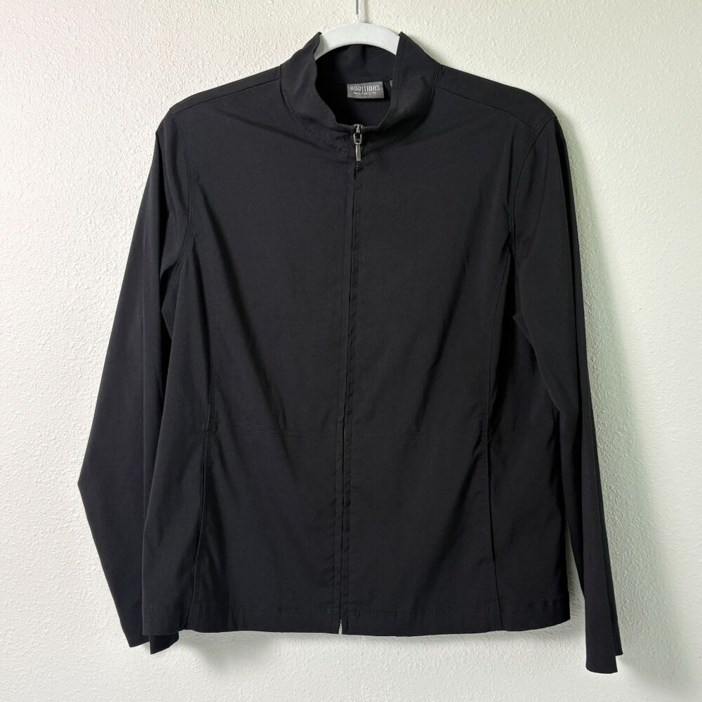 Additions‎ by Chicos Jacket Size M 1 Black Full Zip Pockets Long Sleeve Stretch